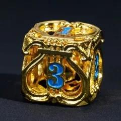 7pcs Dice Metal Hollow Lute Blue Font Gold