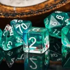 7pcs Dice Resin Swirl White Font Clear Blue Multicolour