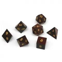 7pcs Dice Wooden Sandalwood Gold Font Brown