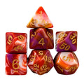 7pcs Dice Acrylic Blend Gold Font Pink Red White