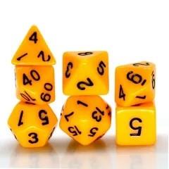 7pcs Dice Acrylic Blend Black Font Solid Yellow