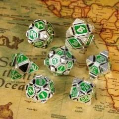 7pcs Dice Metal Alien Ship Black Green Silver