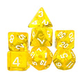 Clear Yellow Acrylic - 7pcs RPG Full Dice Set