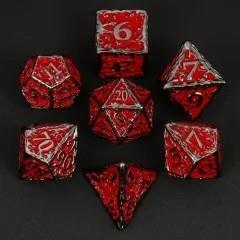 7pcs Dice Metal Druid Vine Nickel Font Red