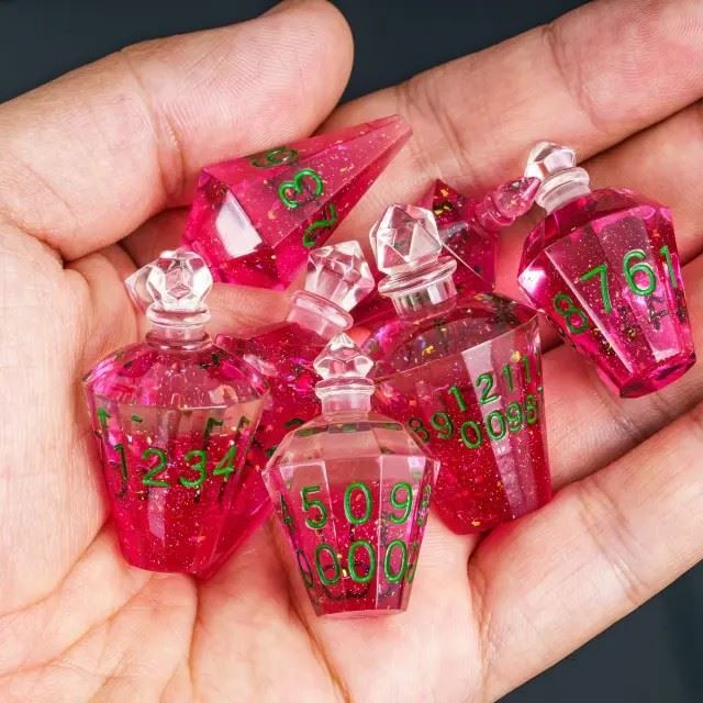 Pink Potion Resin -  7pcs RPG Dice Set