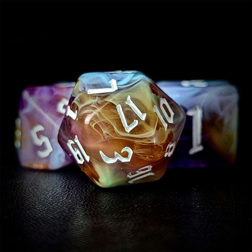 Blend of Sky Blue & Purple Acrylic - 7pcs RPG Full Dice Set