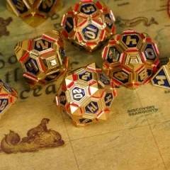 7pcs Dice Metal Alien Ship Blue Red Gold