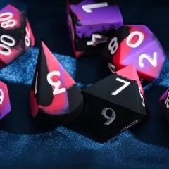 7pcs Dice Silicone Oversize White Font Purple Black Red