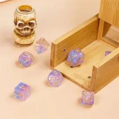 7pcs Dice Resin Layer Gold Font Bigender White Purple Blue