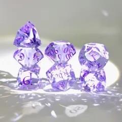 7pcs Dice Gem Glass Facet Purple Font Purple (HS)