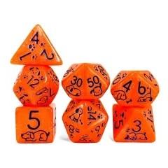 7pcs Dice Acrylic Pattern Dogs Blue Font Orange