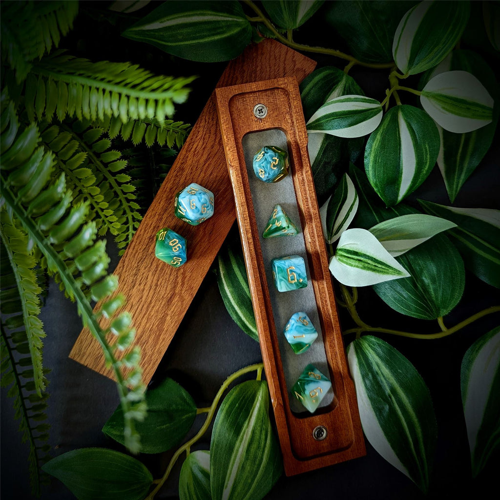 Blend of Green & Sky Blue Acrylic - 7pcs RPG Full Dice Set