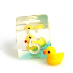 7pcs Dice Resin Filled White Font Yellow Duck Blue Clear