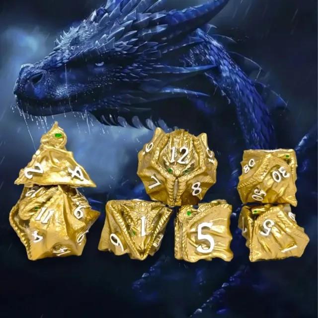 7pcs Dice Metal Dragon Head Gold