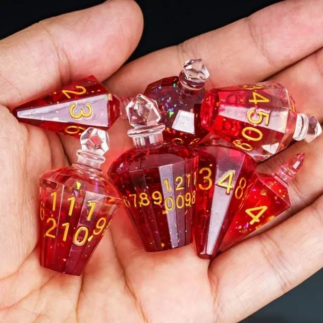 Red Potion Resin -  7pcs RPG Dice Set