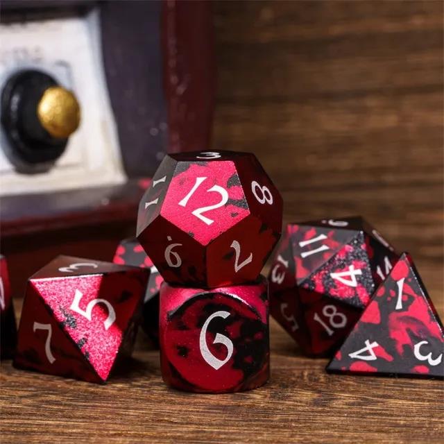 7pcs RPG Dice Set - Red & Black Anodized Aluminium