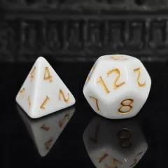 7pcs Dice Acrylic Blend Yellow Font Solid White