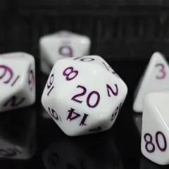 7pcs Dice Acrylic Blend Purple Font Solid White