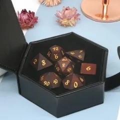 7pcs Dice Wooden Sandalwood Gold Font Brown