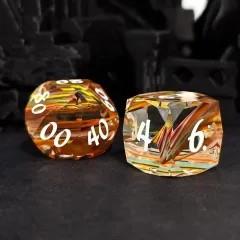 7pcs Dice Gem Glass Facet Ribbon White Font Rainbow Clear