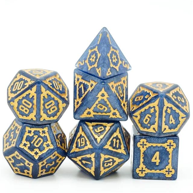 Castle on Grey Resin - 7pcs RPG Oversized Dice Set