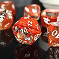 7pcs Dice Gem Glass Facet Ribbon White Font Clear Red