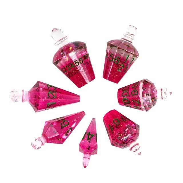 Pink Potion Resin -  7pcs RPG Dice Set