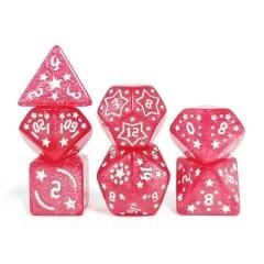7pcs Dice Acrylic Pattern Stars Gold Font Pink