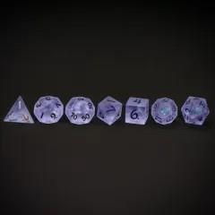 7pcs Dice Gem Frosted Glass Rainbow Font Cracked Purple (UD)