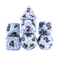 Cracked Blue on White Acrylic - 7pcs RPG Full Dice Set