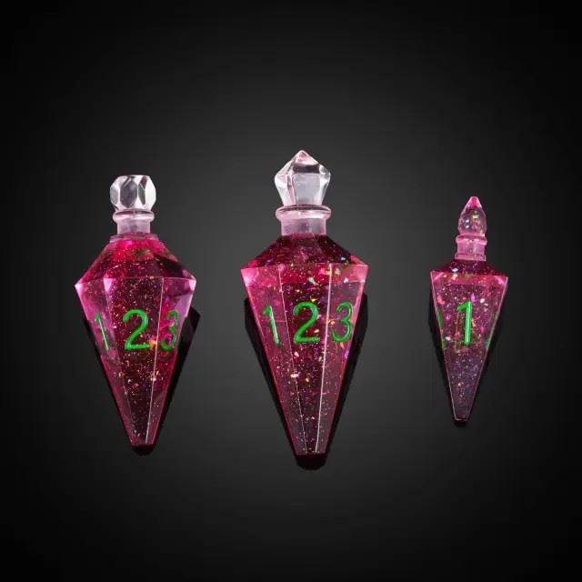 Pink Potion Resin -  7pcs RPG Dice Set