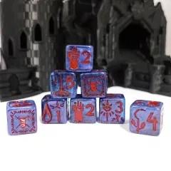 6pcs D6 Dice Resin Class Red Font Blue