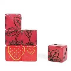 6pcs D6 Dice Resin Strawberry Green Gold Font Pink