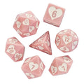 7pcs Dice Resin Pattern Hearts White Font Pink