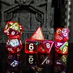7pcs Dice Acrylic Metallic Clear Red