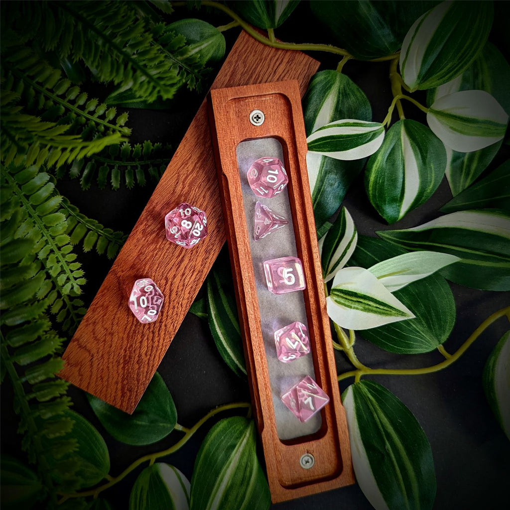 Clear Pink Acrylic - 7pcs RPG Full Dice Set