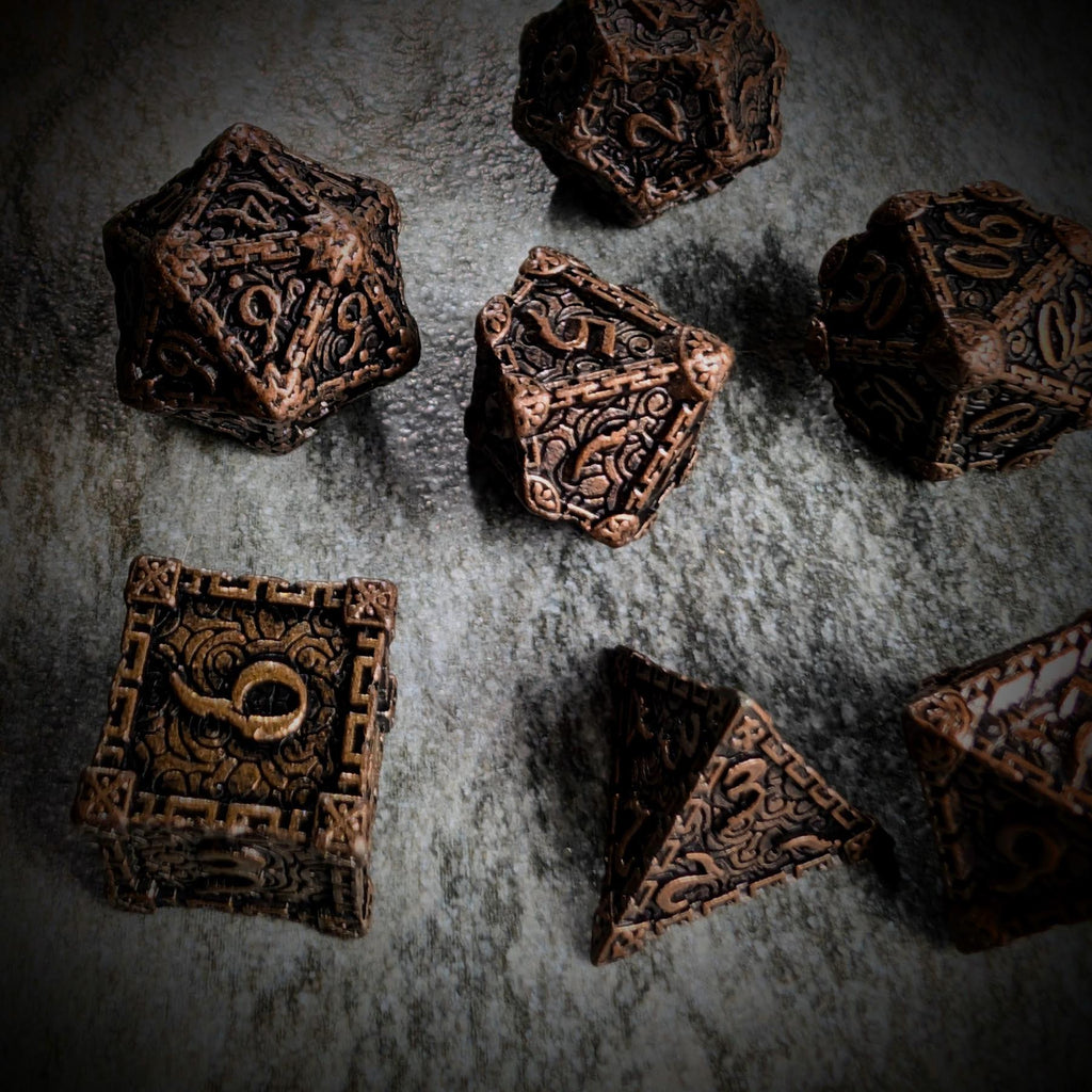 7pcs RPG Dice Set - Copper Metal