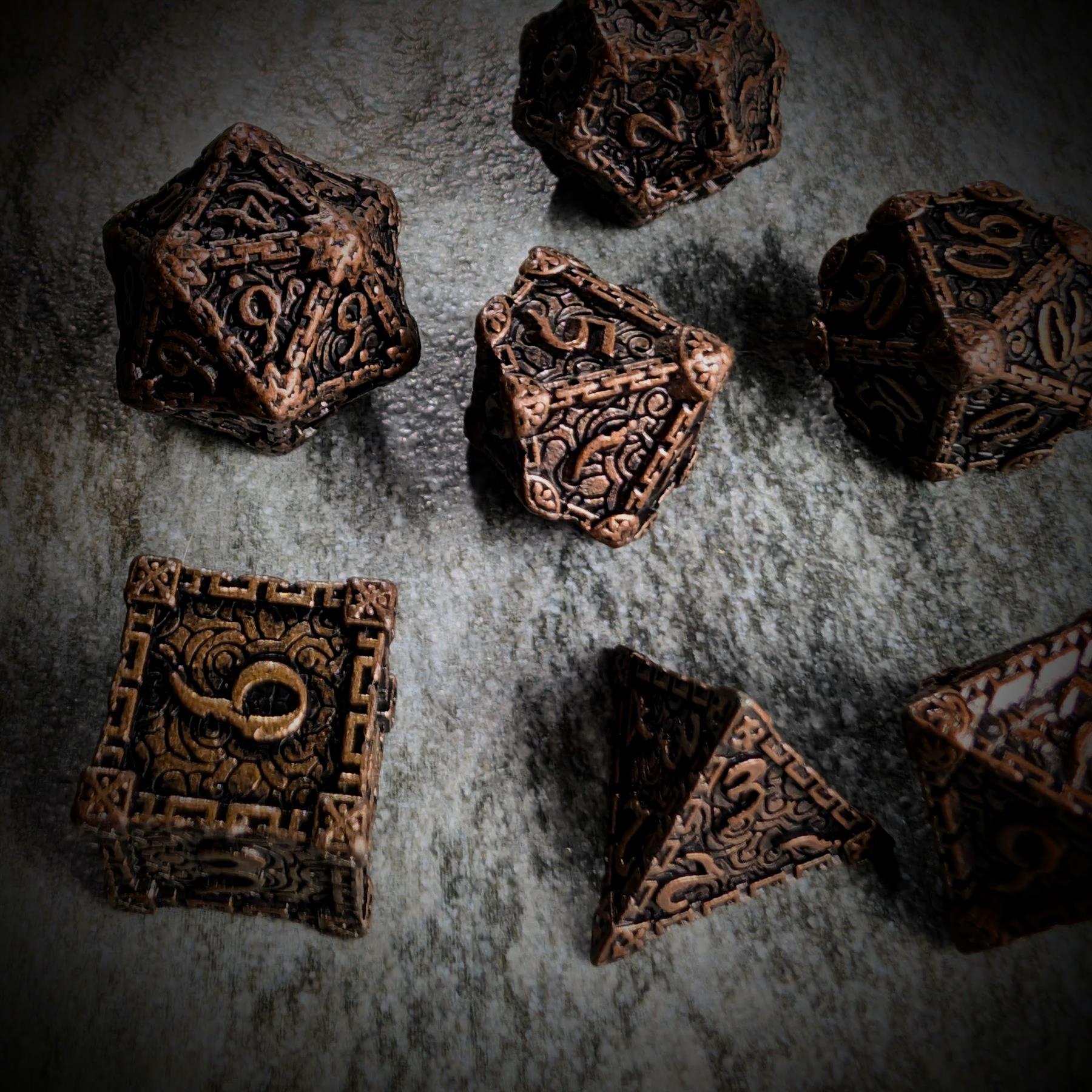 7pcs RPG Dice Set - Copper Metal