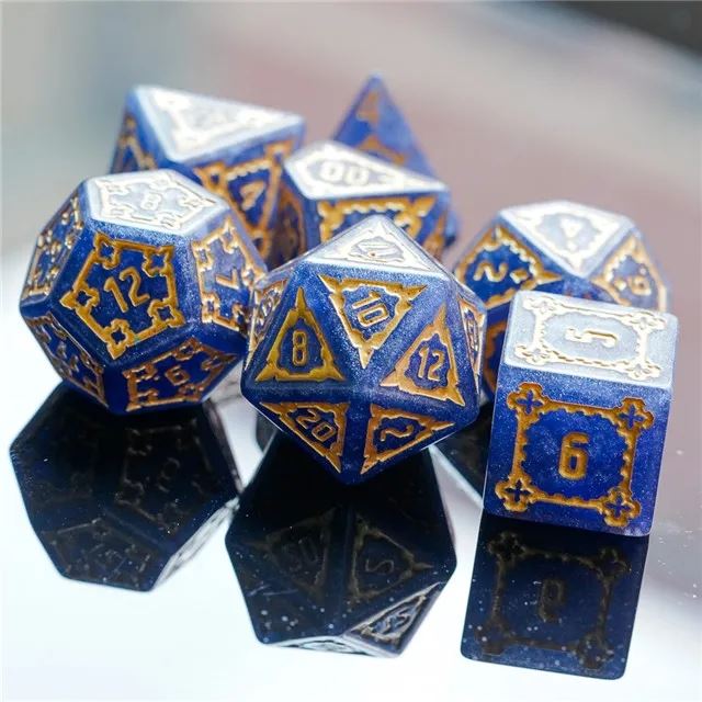 Castle on Grey Resin - 7pcs RPG Oversized Dice Set