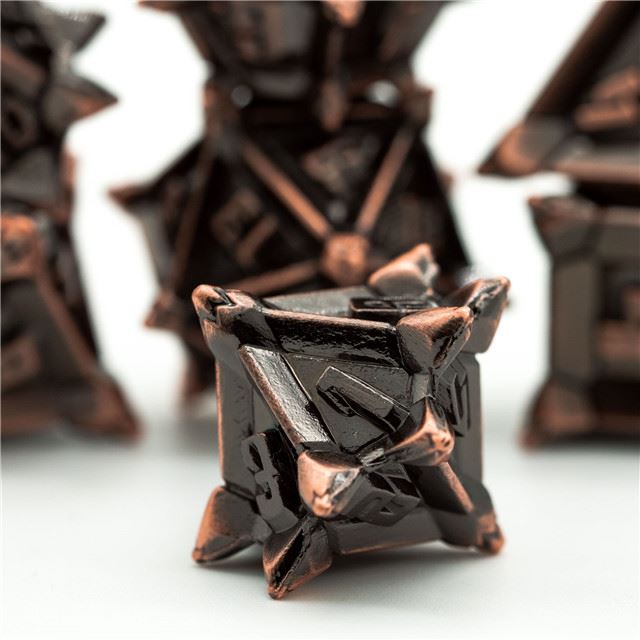 7pcs RPG Dice Set - Spiky Copper Metal