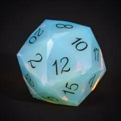 7pcs Dice Gem Stone Opalite Facet Black Font White