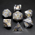 White and Black Marble Gemstone - 7pcs RPG Dice Set