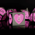 7pcs Dice Metal Enamel Nickel Hearts Pink