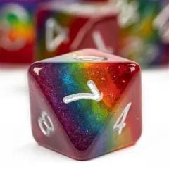 7pcs Dice Resin Layer Silver Font LGBTQ Rainbow