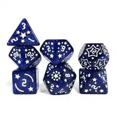 7pcs Dice Acrylic Pattern Stars Gold Font Blue