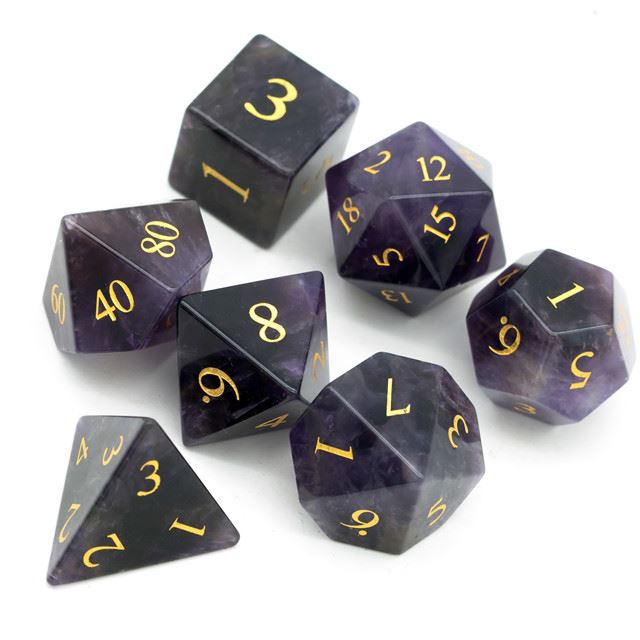 Purple Agate Gemstone - 7pcs RPG Dice Set