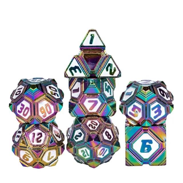 7pcs Dice Metal Alien Ship White Rainbow