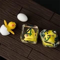 D20 Dice Resin 33mm Green Font Chicken White Clear