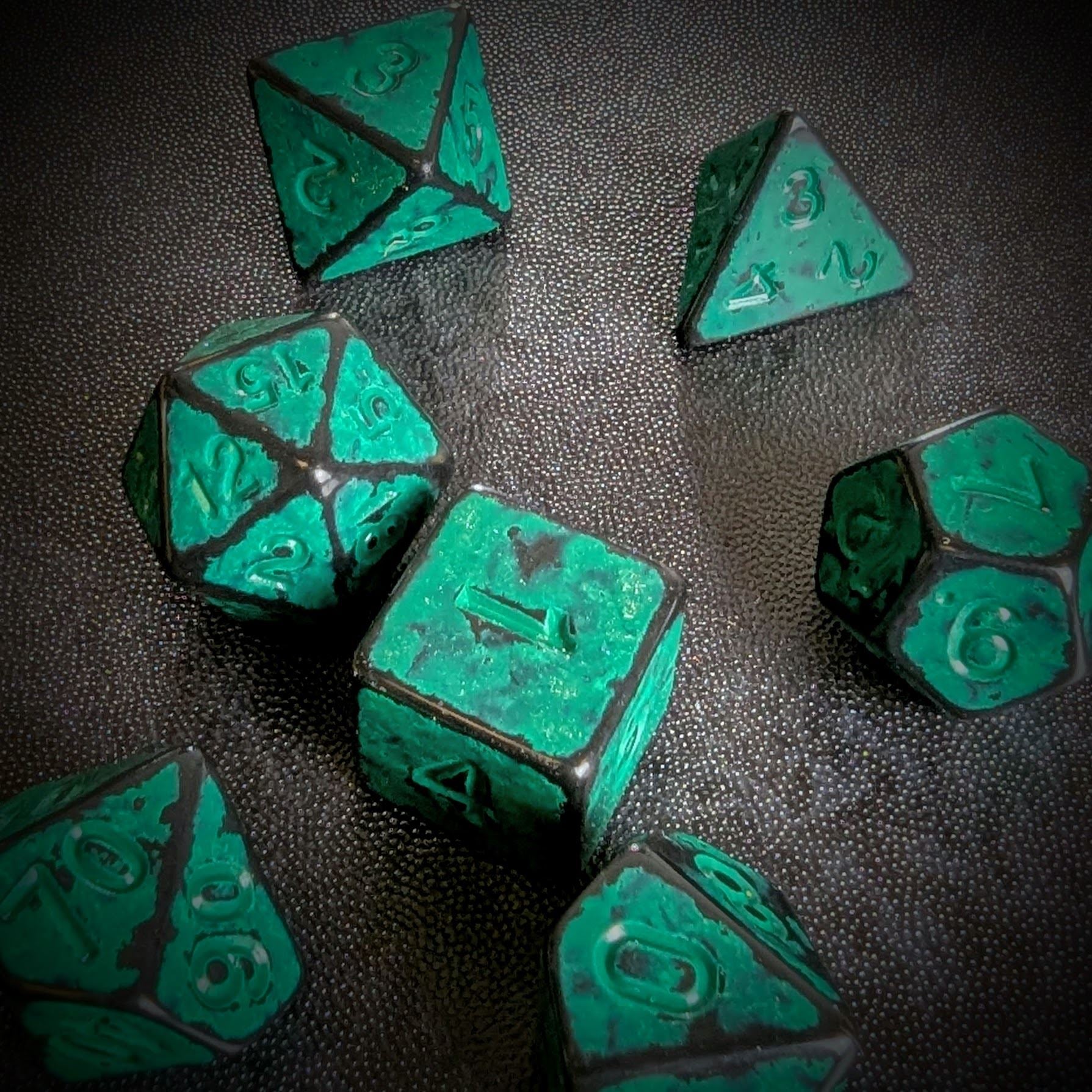 Washed Cyan on Black Acrylic - 7pcs RPG Full Dice Set