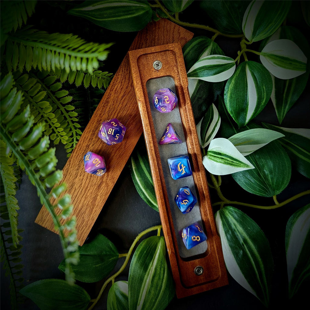 Blend of Blue & Pink Acrylic - 7pcs RPG Full Dice Set